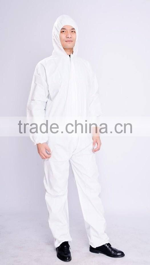 Hot sale microporous coverall with hood and elastic