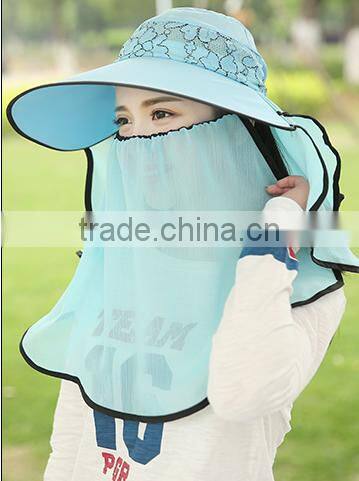korean edition sun hat hat female summer lace protection of neck neck eaves sunscreen caps ms outdoor cycling caps