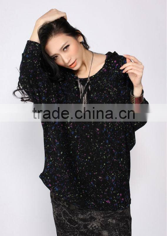 Custom printing cotton casual loose themal pullover hoodie without string for women