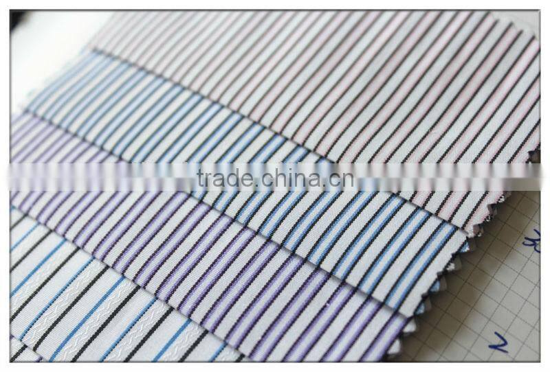 shirt fabric/ poly cotton twill fabric yarn dyed stripe pattern
