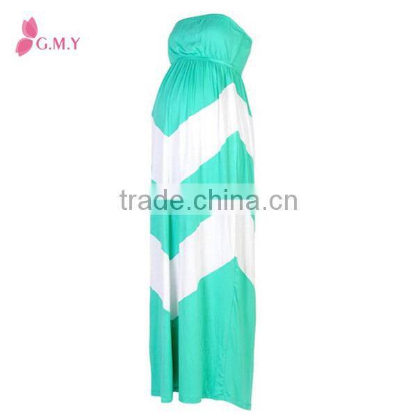 Women's maternity chevron tube maxi dress, Off-shoulder maternity evening dress wholesale