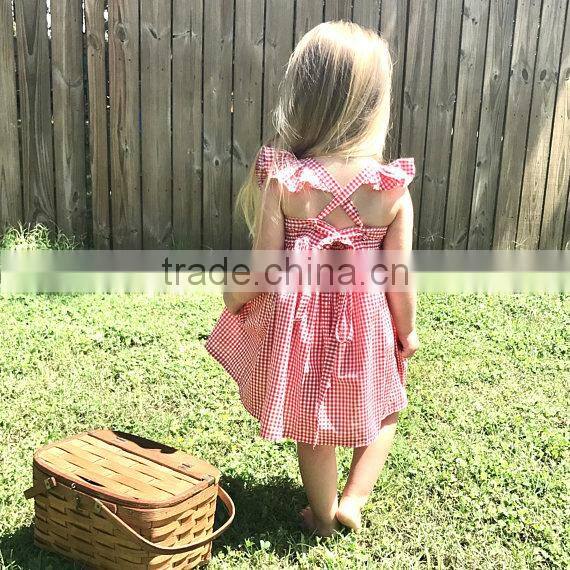 2017 new style Baby Clothes cheap wholesale Children's Boutique sleeveless summer baby girl red party dress