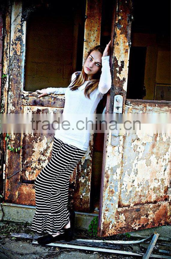 wholesale boutique ruffles pants women knit ruffle pants