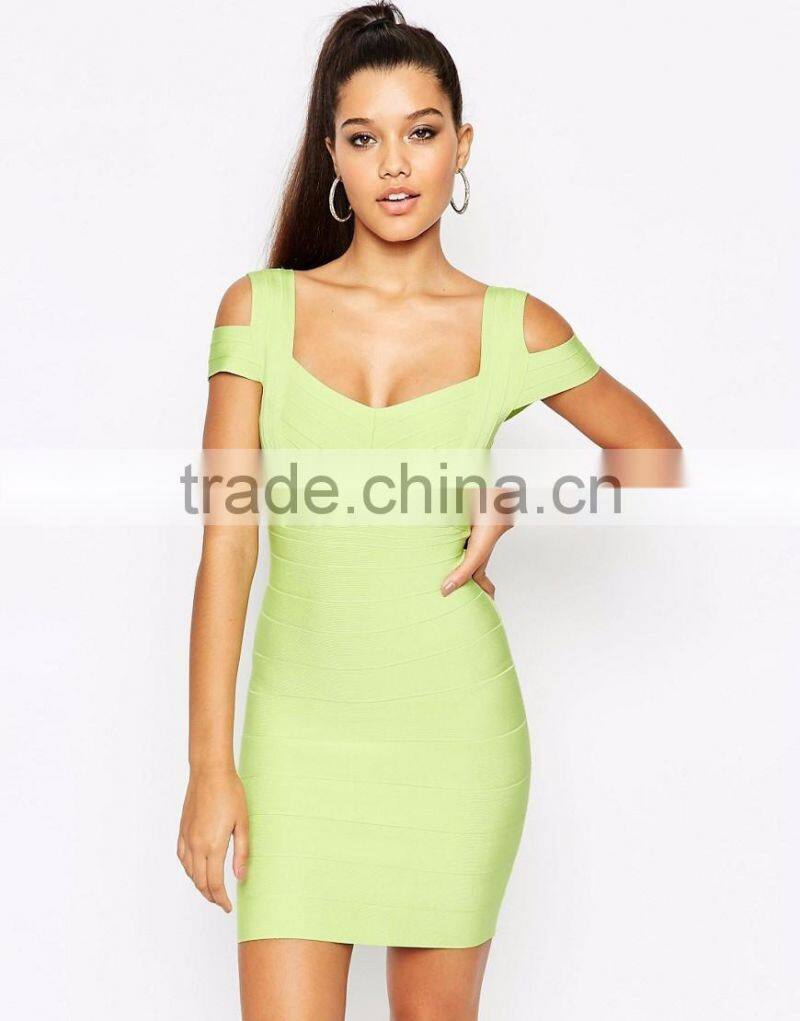 Customized Design Cheap Price Bandage Off The Shoulder Bardot Double Strap Mini dress Alibaba Foshan