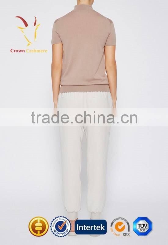Short Sleeve Turtleneck Knitted Wool Sweater For Women