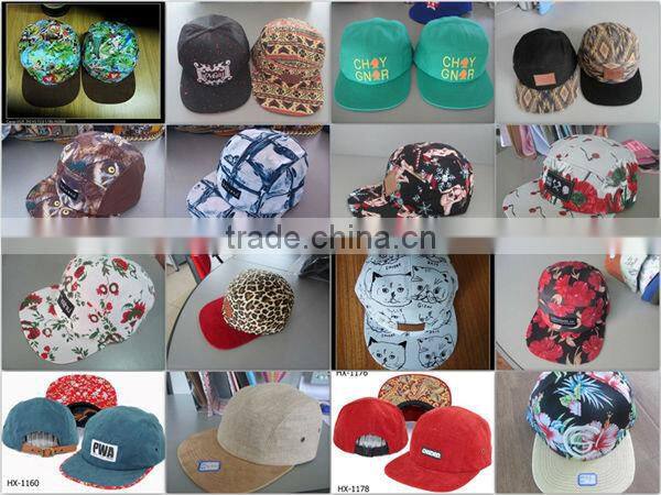 2015 hot design brushstroke custom double brims 5 panel hats with zipper