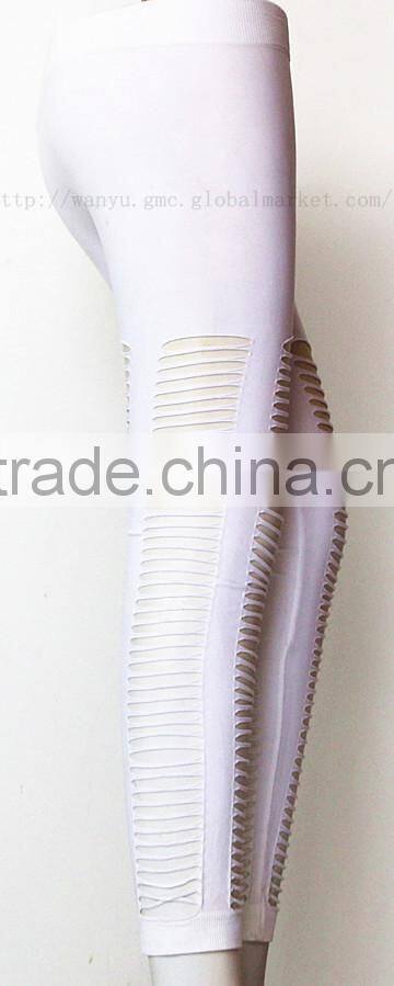 Sexy seamless mature women mesh side panels legging