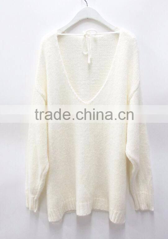 Runwaylover New Design 2017 Ladies Fashion Backless Wool Pullover Sweaters