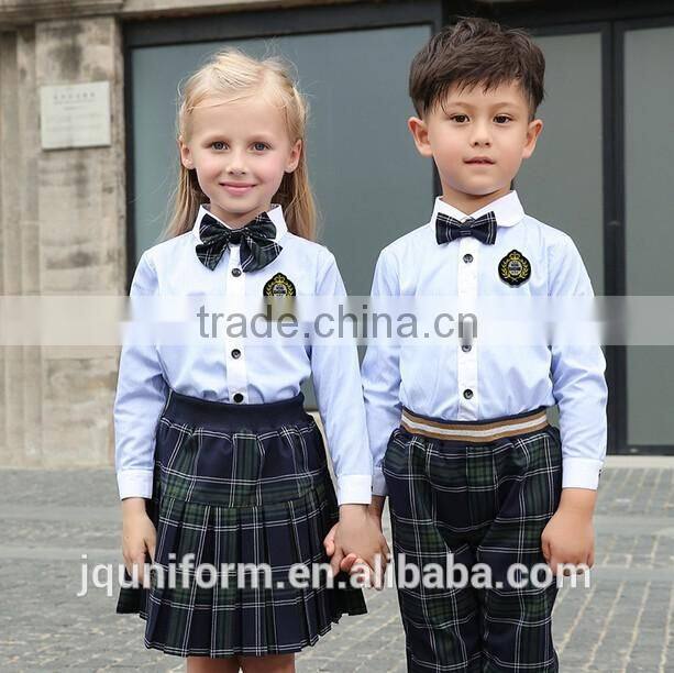Hot sell factory price fashion school uniform,new style Kindergarten school uniform plaid skirts