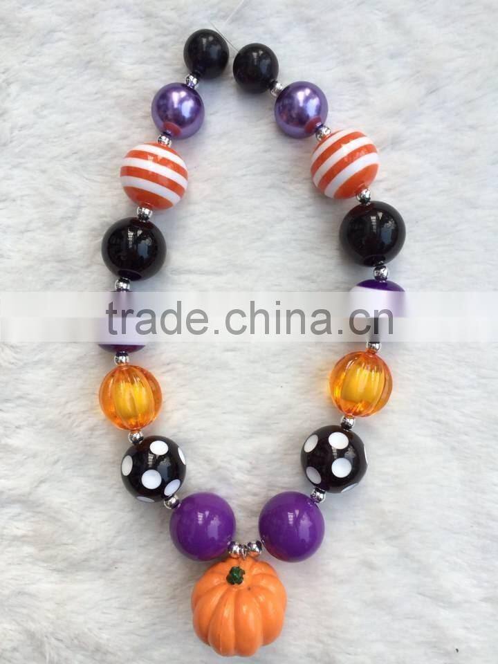 2014 new halloween bubblegum necklace chunky necklace pumpkin