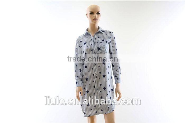 Fashionable women long sleeve dress shirts ladies longline casual shirts