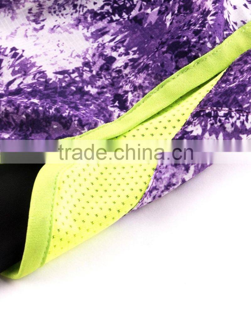 Ladies open-air spring/autumn slim fit fake two-piece 3/4 quick-dry purple mesh running/yoga sports pants