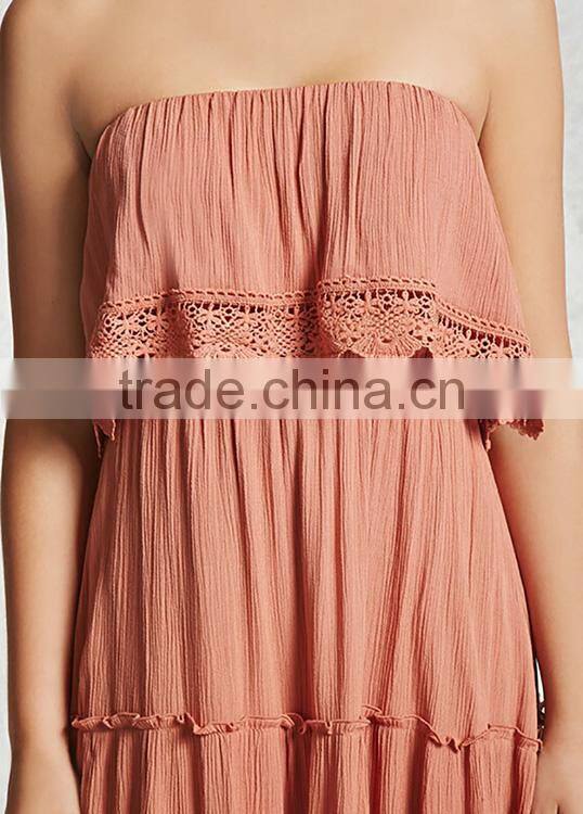 New style custom Hollow summer lace tube casual sexy one shoulder long women clothing dress