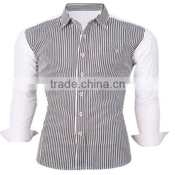 2016 new wholesale Stylish Vertical Stripes Long Sleeve Button Down custom mens casual dress shirts