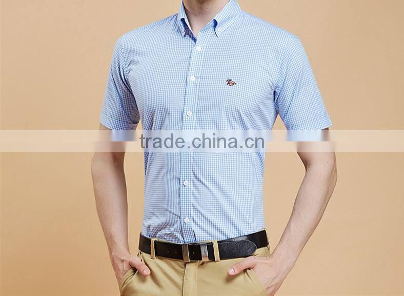 Short sleeve shirt cotton summer youth contracted texture plaid shirt English cultivate one's morality with big yards