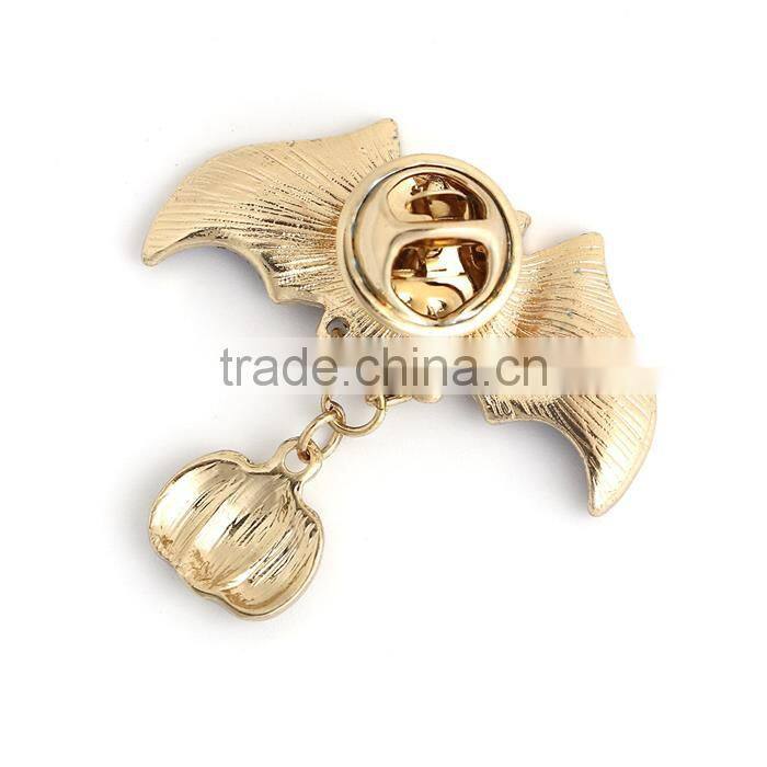 Tie Tac Lapel Pin Brooches Halloween Bat Animal Pumpkin Gold Plated Multicolor Glitter Pin Brooch