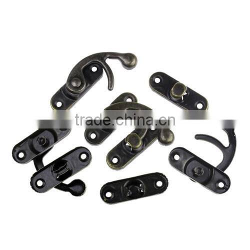 Antique Bronze 4 Holes Metal Hook Box Latches Clasp For Box Lock Purse Lock