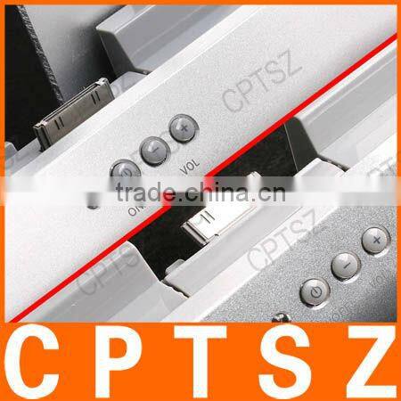 3 in 1 Foldable Metal Speaker Stand Power Charger For iPad/iPhone/iPod - Silver