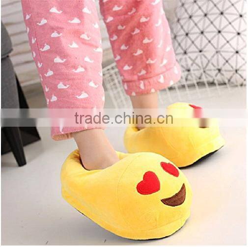 Factory supply custom cute plush emoji slipper for women