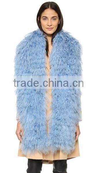 YR329 Customize Size Lots of Colors Real Mongolia Fur scarf Tibet lamb Fur Shawl