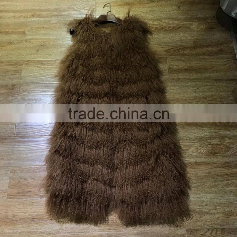 SJ087 2017 New Fashion Model Show Sheep Vest for Women