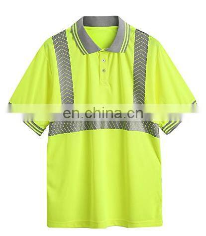 Hi vis garment Reflective work safety short sleeve polo t shirt