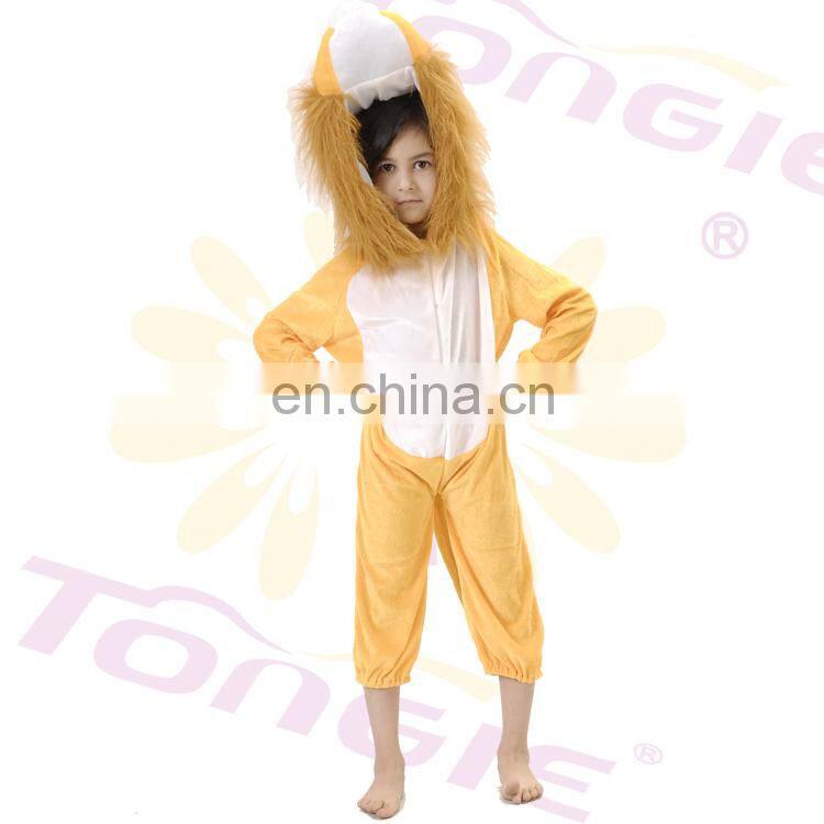 Yellow children's carnival animal mascot costume lion jumpsuit in fleece