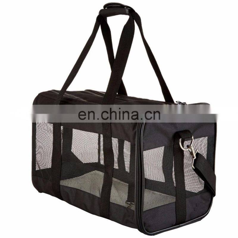 High Quality Black Mesh Soft-Sided Travel Pet Carrier
