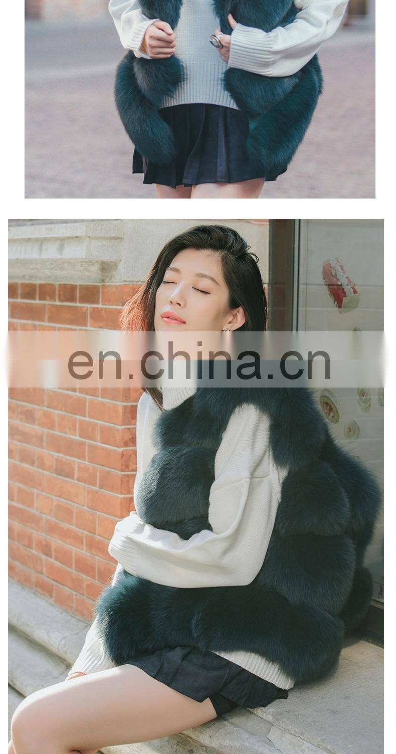 2016 Hot Selling Real Fox Fur Vest Women Natural Fur Vest Cute Spell Fox Fur Vest