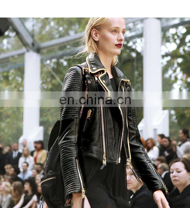 2017 Wholesale Women Real Leather Coat Lady Spring Overcoat