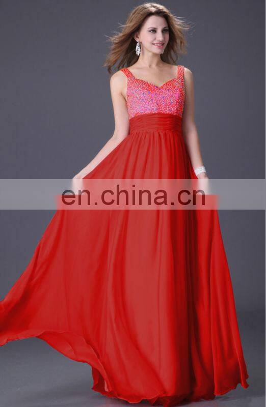 Newest Grace Karin Long Chiffon Beaded elegant Purple Evening Dresses 2015 CL4104-4