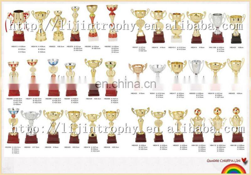 Custom made round plastic Base Gold Trophy Cups