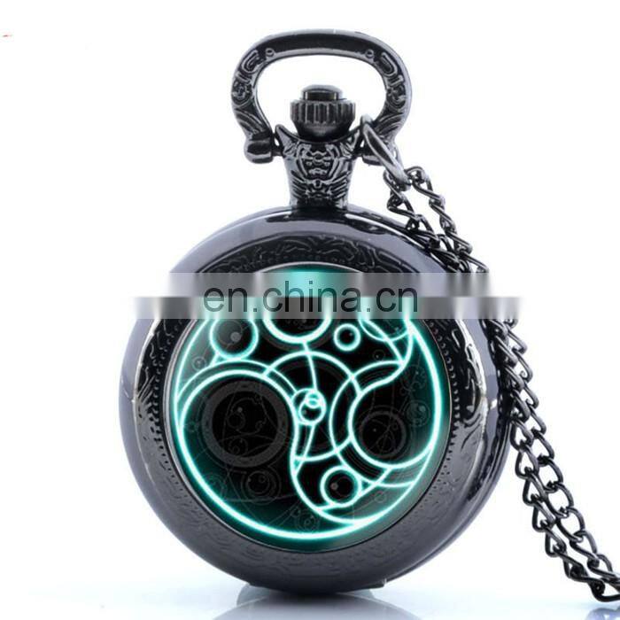 New Black Doctor Who Design Pocket Watch Necklace Vintage Pendant Quartz Unisex Pocket Watch Wholesale Fast Shipping