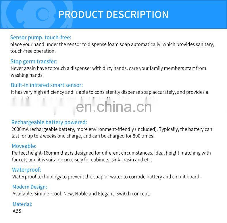 Automatic sensor pump electric foam soap dispenser