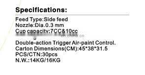 Supply gun type 0.3MM side pot 7cc & 10cc airbrush kit