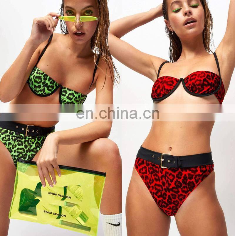 Leopard Printing Bikini Push Up Swimwear Women New Bathing Suit Women Sexy Beachwear 2019 Women's Swimsuit with Belt