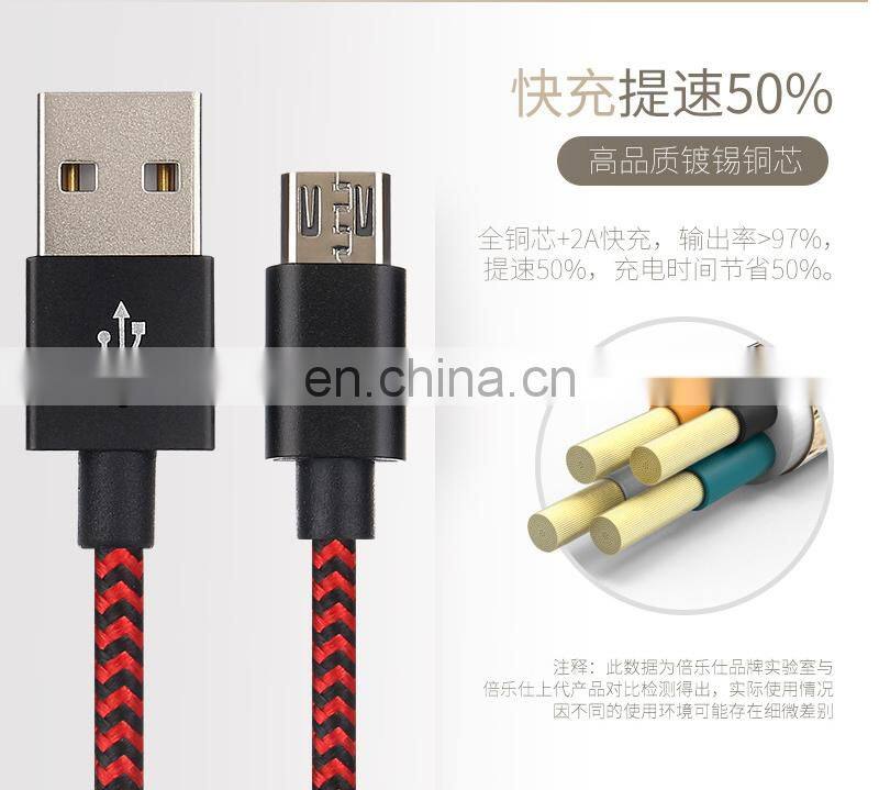 Golden SKY Colorful 2A Fast Charging Line Nylon 1m Mobile Phone Data Cable USB for Android Type-C Data Line