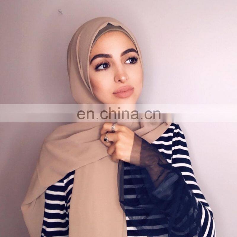 175*75cm Pearl Chiffon Scarf Pure Color Long Scarf Hijab Pure Color Shawl Malay Turban