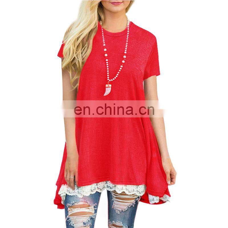Factory Outlet 2021 Christmas Plus Size Women's Top Stitching New European and American Lace Long Sleeve Fat MM Casual Wear