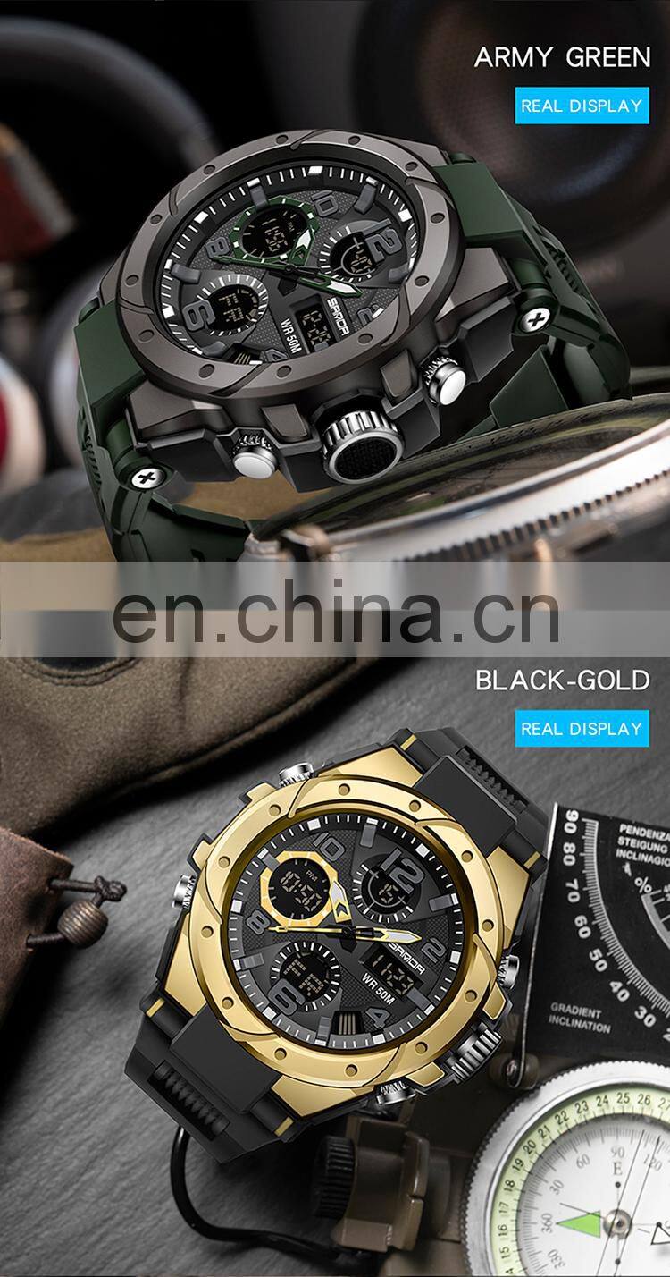 Sanda 6008 Relogio Masculino Sport Men's Watches Luminous Waterproof Analogue Digital Watches Men'S