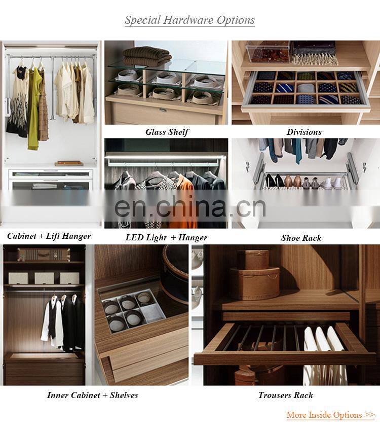 Modern mdf wooden cloth cabinet storage wardrobe furniture design custom bedroom white 6 door oak wood board wardrobe
