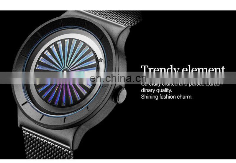 SINOBI Creative Watch For Man Colorful Vortex Dial Steel Mesh Band Quartz Watches Man Custom Logo Watch OEM S9837G