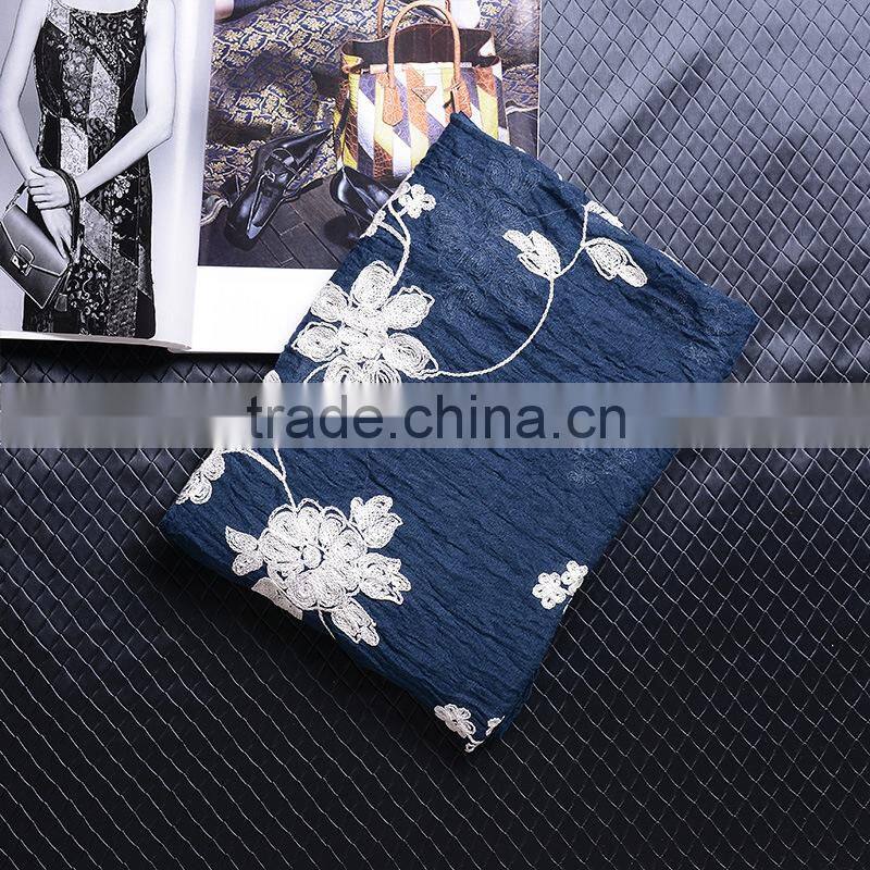Wholesale Korea Fashion Ladies Cotton Flower Embroidery Shawls