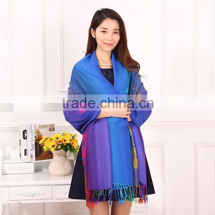 Wholesale New Flower Polyester Jacquard Shawl
