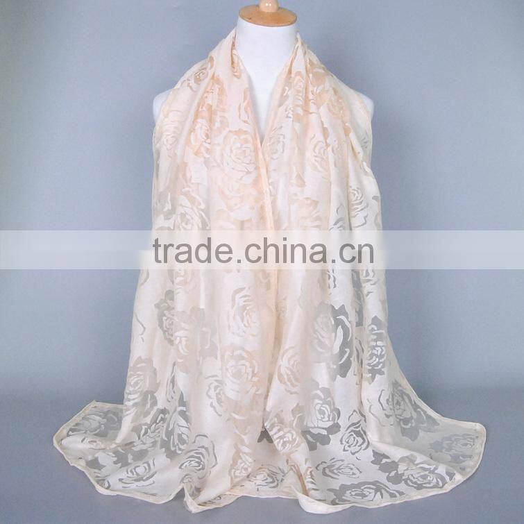 Wholesale New High Grade Lady Fashionable Hollow Rose Flower Lace Scarf