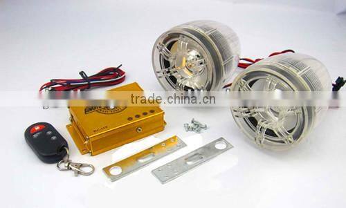 Motorcycle amplifier with transparent plastic motorcycle parts speakers