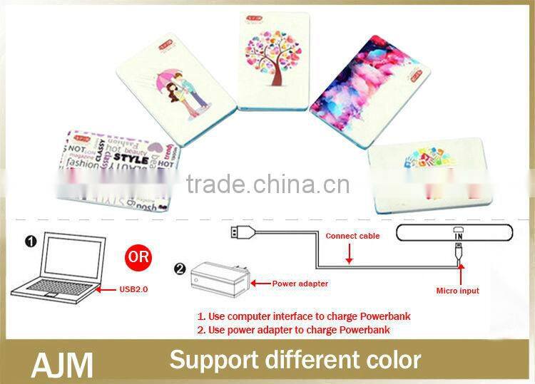 Utral Slim Credit Card Power Bank 2000mah and built in usb cable