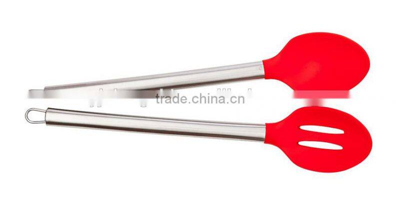 Hot Sale Food Grade Heat-Resistant Silicone slotted turner with stainless handle utensils