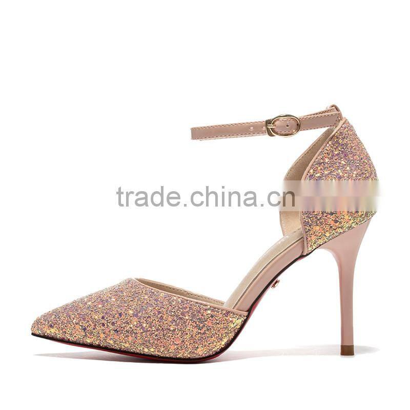sexy shiny glitter shoes latest women feet in high heels