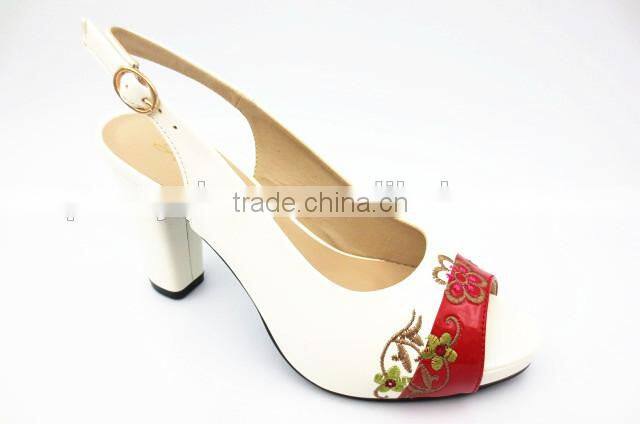 new high class mix color middle heel slingback sandals with embroider
